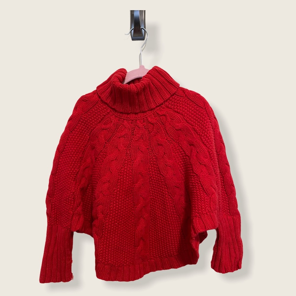 Girls Like New Red Turtleneck poncho sweater